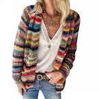 Evangeline | Womens Colourful Print Knit Cardigan Loose Playful - 5