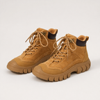 Eve | Womens Chunky Platform Lace Up Combat Ankle Boots, Tan