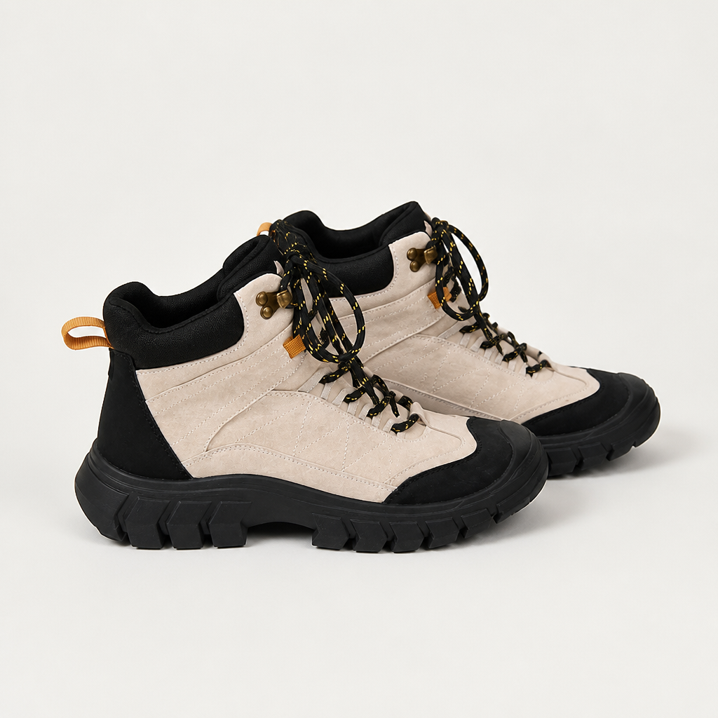 Eve | Womens Chunky Platform Lace Up Combat Ankle Boots, Black Grey 2