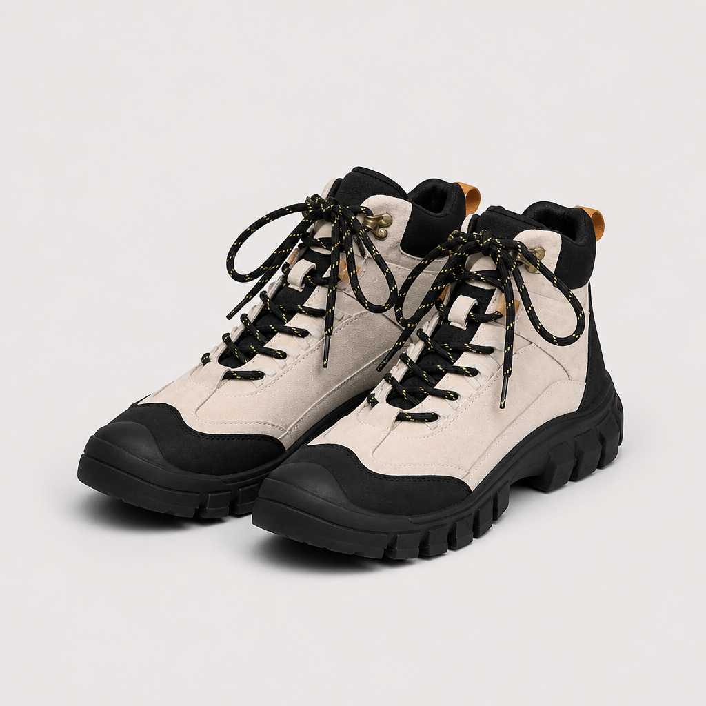 Eve | Womens Chunky Platform Lace Up Combat Ankle Boots, Black Grey 3