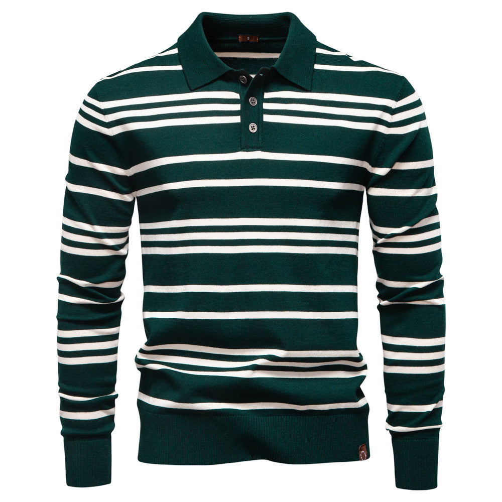 Everett | Mens Striped Polo Knit Sweater