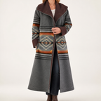 Farrah | Womens Coat Wool Faux Fur Collar Long Winter Coat, Black