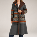 Farrah | Womens Coat Wool Faux Fur Collar Long Winter Coat, Grey