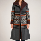 Farrah | Womens Coat Wool Faux Fur Collar Long Winter Coat, Red