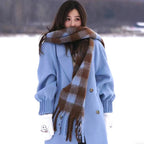 Faye | Womens Soft Mohair Shawl Scarf - Blue