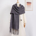 Faye | Womens Soft Mohair Shawl Scarf - Dark Grey