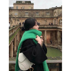 Faye | Womens Soft Mohair Shawl Scarf - Green Green