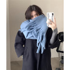 Faye | Womens Soft Mohair Shawl Scarf - Light Blue1