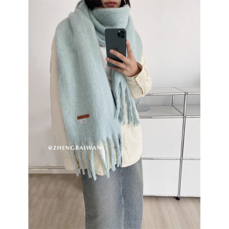 Faye | Womens Soft Mohair Shawl Scarf - Light Blue2