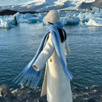 Faye | Womens Soft Mohair Shawl Scarf - Sky Blue