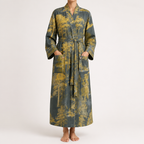 Fern | Womens Dressing Gown Cotton Kimono Bathrobe Robe, Design 1