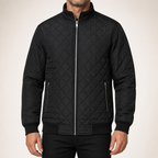 Ferris | Mens Quilted Fleece Lined Winter Black Soft Shell Jacket, Black
