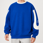 Fletcher | Mens Round Neck Drop Shoulder Plus Size Sweatshirt, Blue
