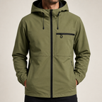 Fletcher | Mens Hooded Utility Workwear Windbreaker Autumn Jacket, Army Green