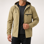 Fletcher | Mens Hooded Utility Workwear Windbreaker Autumn Jacket, Khaki