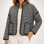 Fleur | Womens Padded Jacket Printed Cotton Lightweight Warm Jacket, White