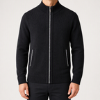Forrest | Mens Zip Up Knitted Cardigan Sweater Casual Knitwear, Black