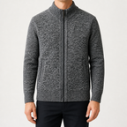 Forrest | Mens Zip Up Knitted Cardigan Sweater Casual Knitwear, Dark Grey