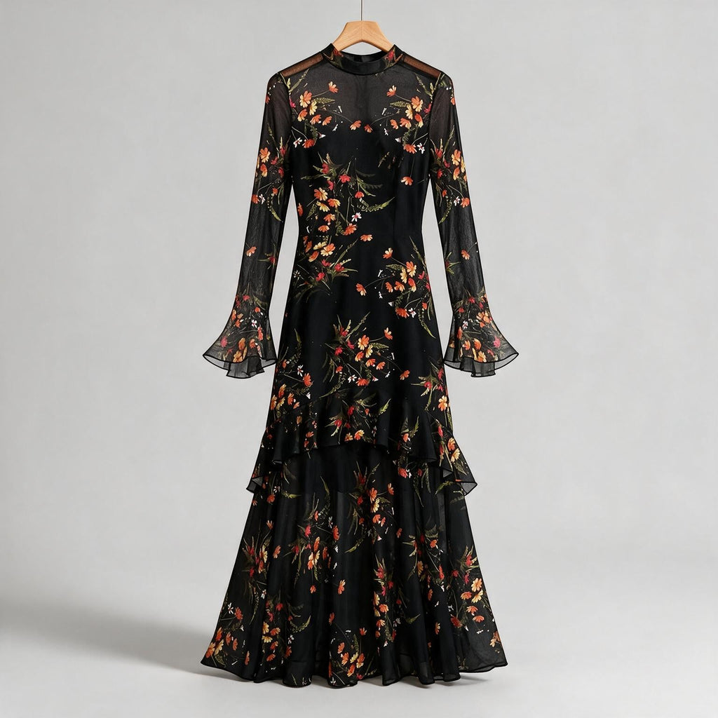 Frances | Womens Floral Midi Dress Spaghetti Strap French Style Summer Sundress