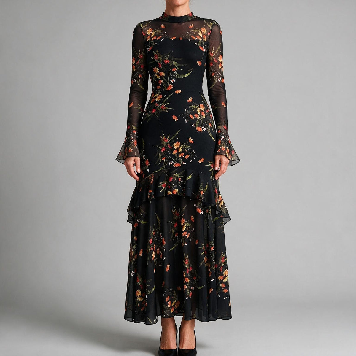 Frances | Womens Floral Midi Dress Spaghetti Strap French Style Summer Sundress