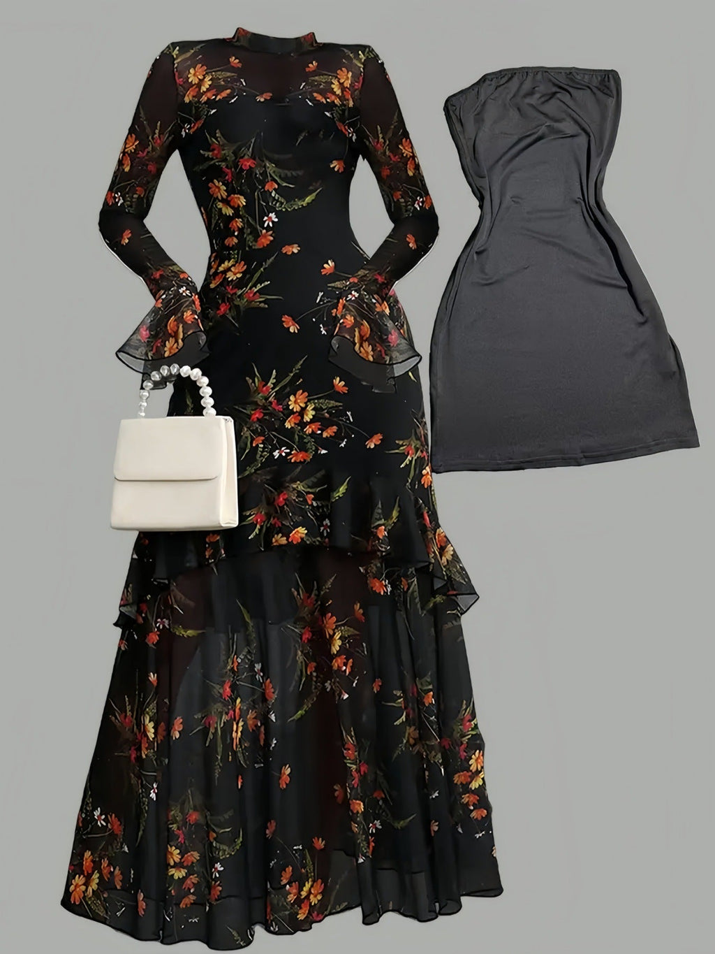 Frances | Womens Floral Midi Dress Spaghetti Strap French Style Summer Sundress