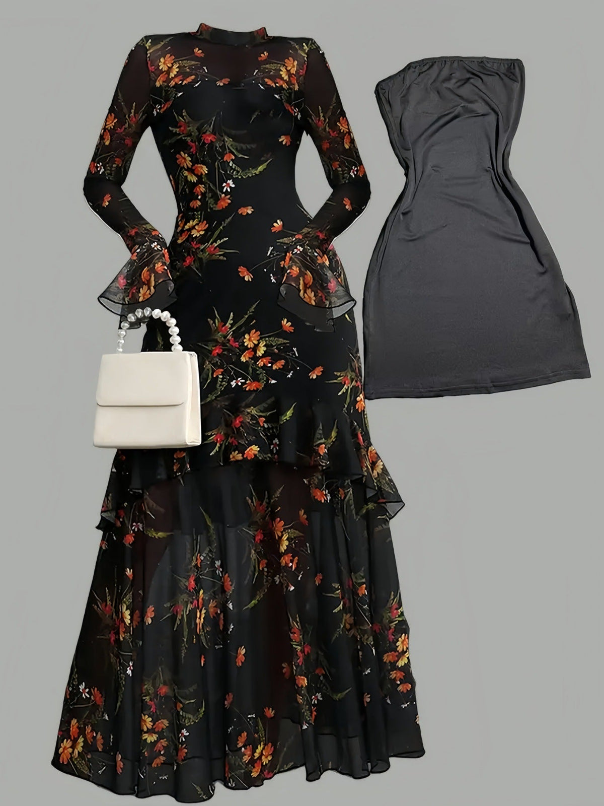 Frances | Womens Floral Midi Dress Spaghetti Strap French Style Summer Sundress