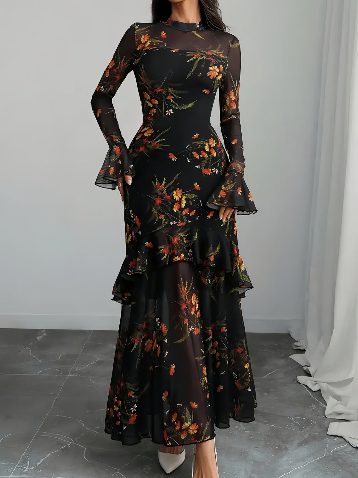 Frances | Womens Floral Midi Dress Spaghetti Strap French Style Summer Sundress