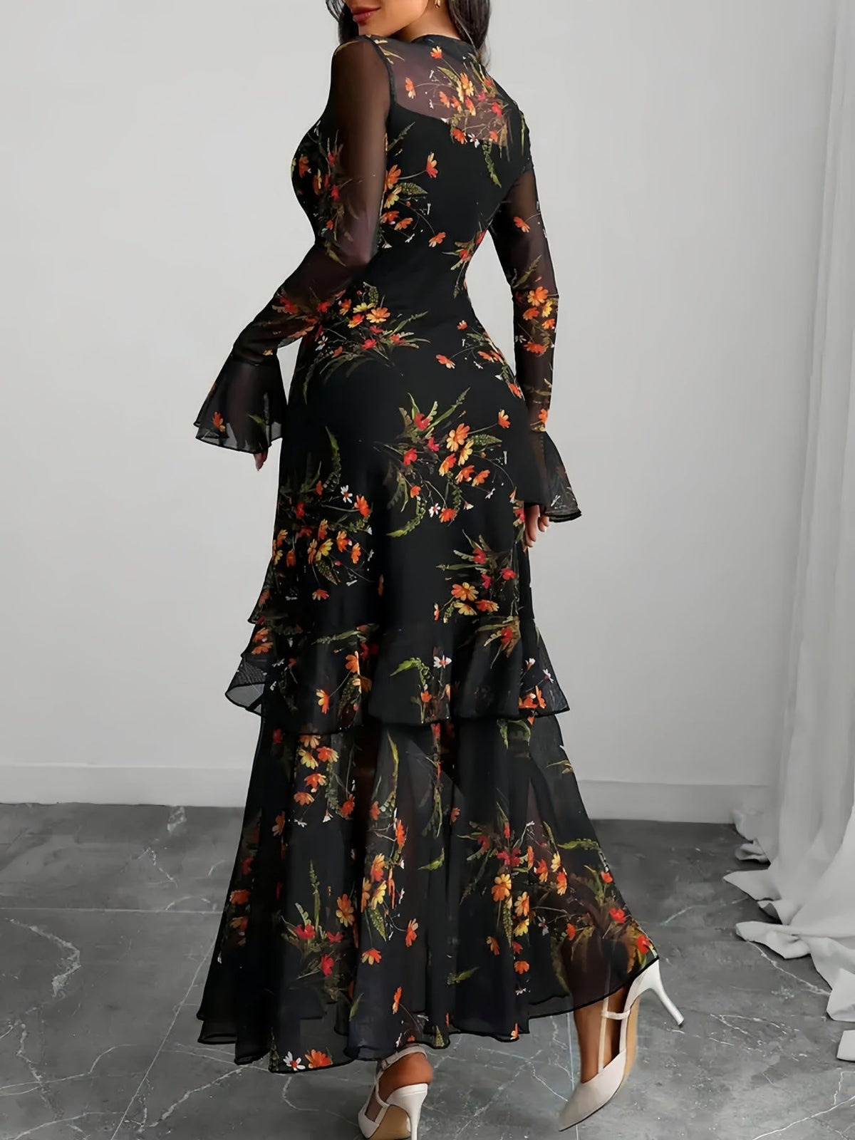 Frances | Womens Floral Midi Dress Spaghetti Strap French Style Summer Sundress