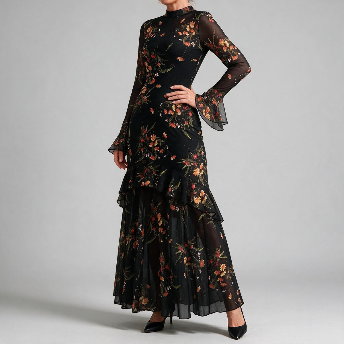Frances | Womens Floral Midi Dress Spaghetti Strap French Style Summer Sundress