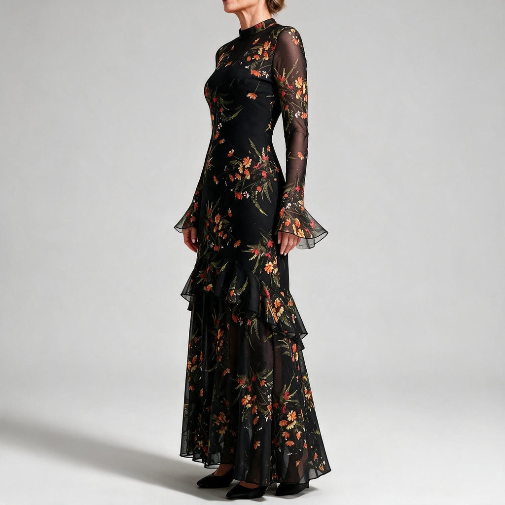 Frances | Womens Floral Midi Dress Spaghetti Strap French Style Summer Sundress
