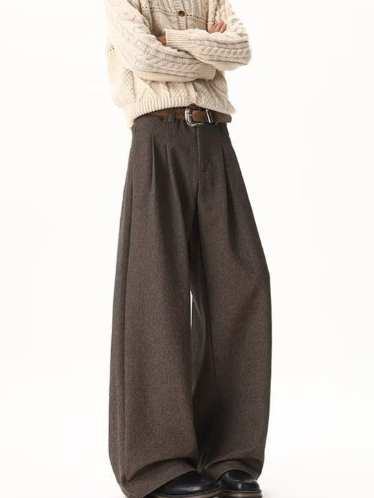 Frank | Mens Wide Leg Pleated Double Drape Casual Smart Pants