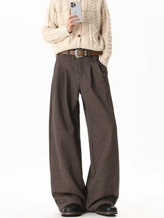 Frank | Mens Wide Leg Pleated Double Drape Casual Smart Pants