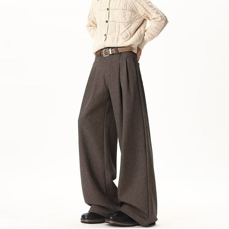 Frank | Mens Wide Leg Pleated Double Drape Casual Smart Pants