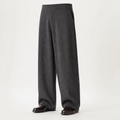 Frank | Mens Wide Leg Pleated Double Drape Casual Smart Pants, Dark Grey