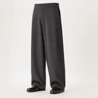 Frank | Mens Wide Leg Pleated Double Drape Casual Smart Pants, Dark Grey