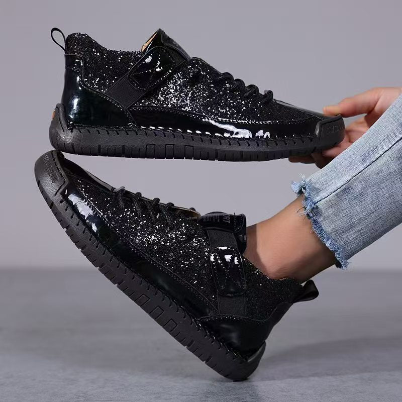 Frankie | Womens Leather Low Top Retro Flat Shoes - 1