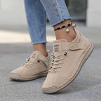 Frankie | Womens Leather Low Top Retro Flat Shoes - 13