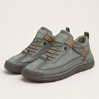 Frankie | Womens Trainers Leather Low Top Retro Flat Sneakers, Green