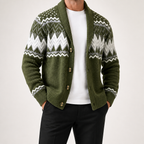 Gabriel | Mens Cardigan Solid Color Knitted Casual Sweater, Green 2