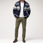 Gabriel | Mens Cardigan Solid Color Knitted Casual Sweater, Dark Blue