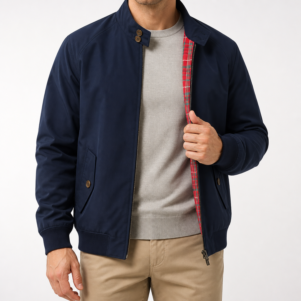 Gage | Mens Casual Zip Up Outdoor Lightweight Fall Jacket, Navy Blue