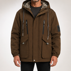 Garland | Mens Winter Fleece Lined Hooded Padded Parka Jacket, Brown