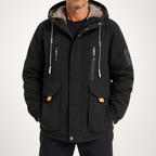 Garland | Mens Winter Fleece Lined Hooded Padded Parka Jacket, Black