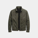 Garrick | Mens Cotton Lapel Zip Workwear Jacket Padded Coat - Army Green