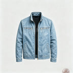 Garrick | Mens Cotton Lapel Zip Workwear Jacket Padded Coat - Denim Blue