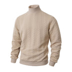 Garrick | Mens Knitted Warm High Neck Jumper Winter Sweater - Khaki