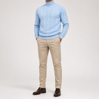Garrick | Mens Knitted Warm High Neck Jumper Winter Sweater, Light Blue