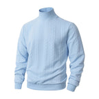 Garrick | Mens Knitted Warm High Neck Jumper Winter Sweater - Light Blue