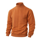 Garrick | Mens Knitted Warm High Neck Jumper Winter Sweater - Orange