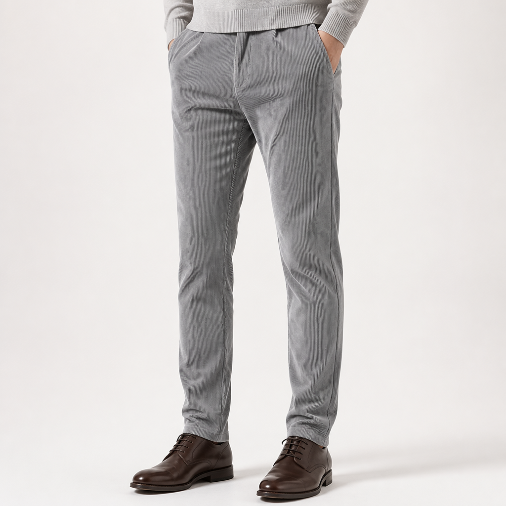 Garth | Mens Dress Slim Fit Straight Leg Business Casual Pants, Light Grey 2